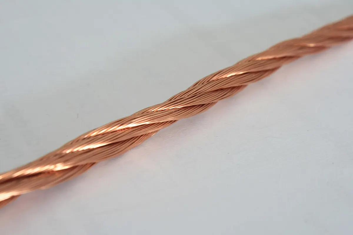 Close view of enamelled litz copper wire strands