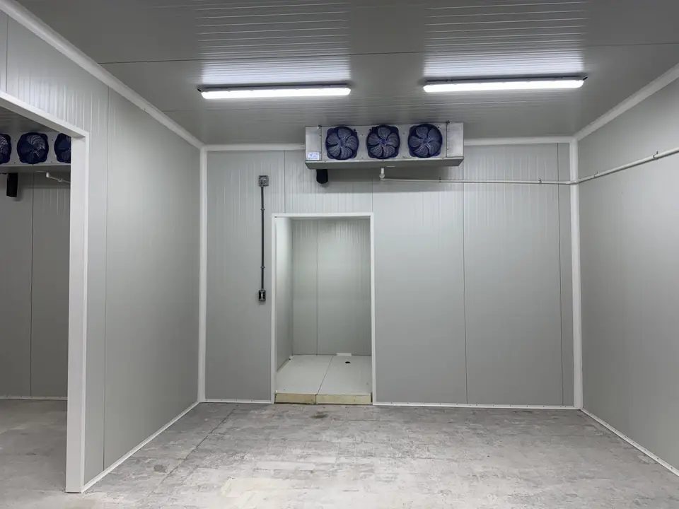 Cold storage room with an industrial evaporator.