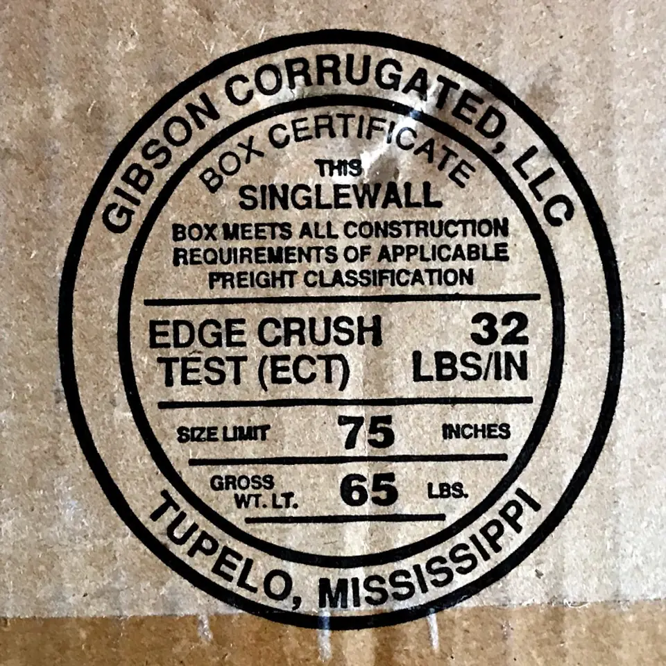 Gibson Corrugated Box Certificate