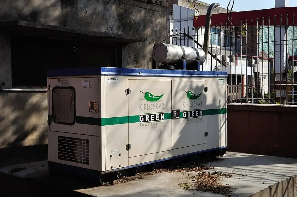 Silent diesel generator set in an enclosure