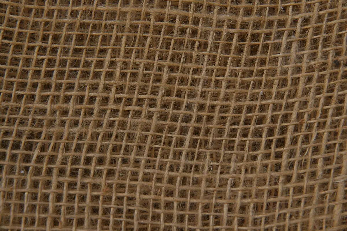 Close view of open weave jute hessian cloth