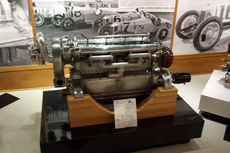 Supercharged Miller marine engine