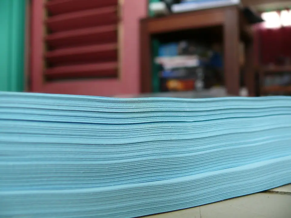 Stack of blue paper