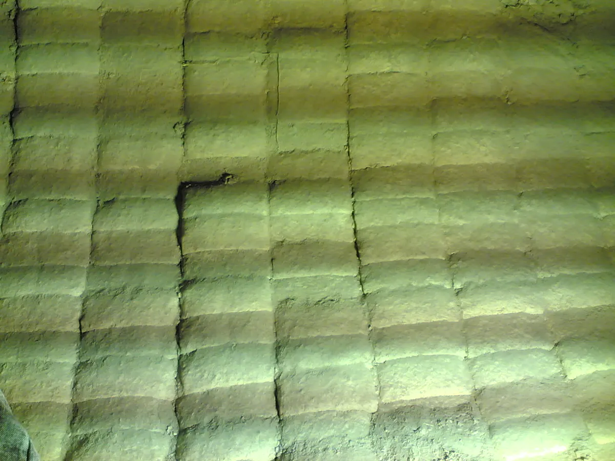 Refractory brick lining inside a rotary kiln