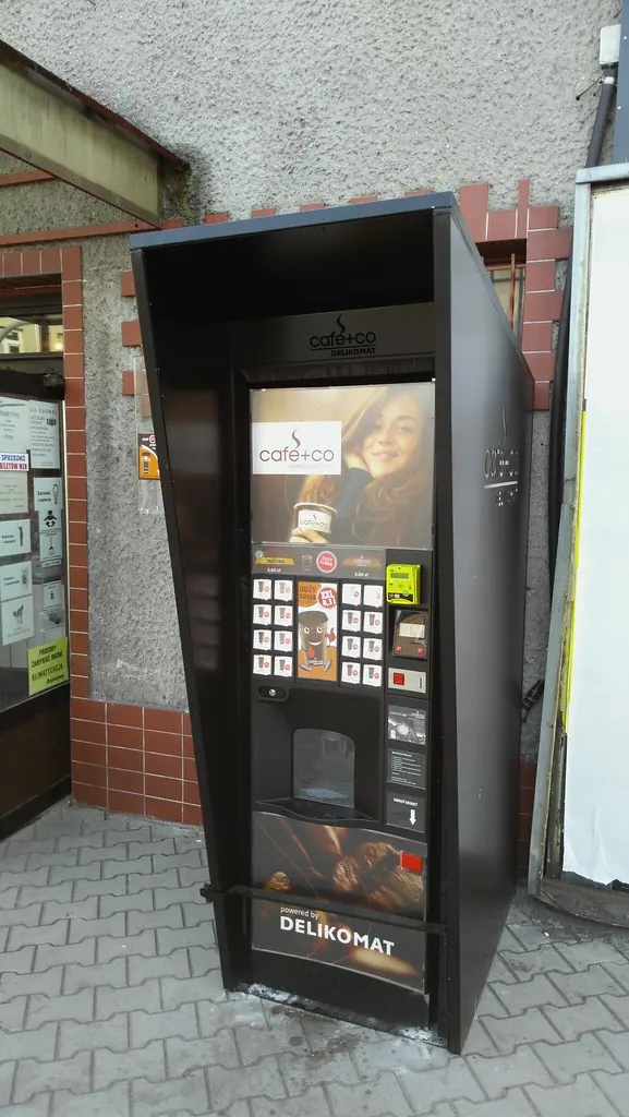 Coffee vending machine inside a doorway